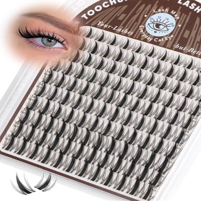 TOOCHUNAG Fairy Lash Clusters Manga Eyelash Clusters Natural Cluster Eyelash Extensions Wispy Anime Lashes Clusters Invisible Band Individual Eyelashes (C Curly,10-16mm)