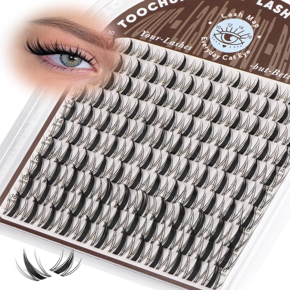 TOOCHUNAG Fairy Lash Clusters Manga Eyelash Clusters Natural Cluster Eyelash Extensions Wispy Anime Lashes Clusters Invisible Band Individual Eyelashes (C Curly,10-16mm)