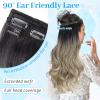 KooKaStyle Invisible Wire Hair Extensions 20"Long Wavy Layered Synthetic Clip in with Adjustable Size 6 Secure Clips Ombre Black to Ash Blonde Natural Soft Thick Hairpieces for Women 20 Inch view 4