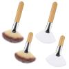 4PCS Fan Brushes Esthetician with Long Handles and Short Handles, Fluffy Soft Fan Facial Brushes, Wooden Handle Fan-Shaped Makeup Brush for Pressed Powder, Loose Powder, Highlighter, Blush, Body view 1