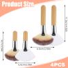 4PCS Fan Brushes Esthetician with Long Handles and Short Handles, Fluffy Soft Fan Facial Brushes, Wooden Handle Fan-Shaped Makeup Brush for Pressed Powder, Loose Powder, Highlighter, Blush, Body view 2