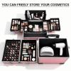 DeerDean 4-in-1 Rolling Makeup Case - Cosmetic Train Trolley with Shock-Absorbing 360 Case on Wheels, Makeup Storage for Nail Cart Beauty Services, Home Studio & Travel (Pink, 30Inch) view 4