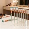 10 PCS Glitter Crystal Makeup Brush Set,Professional Glitter Brushes Cute Makeup Brushes Face Cosmetics Blending Synthetic Brush for Foundation, Concealer, Eye Shadow, Blush, Lip(Green) view 3