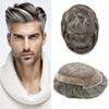 ApexToupees Toupee for Men Real Human Hair Swiss Lace Hairpiece for Men Hair Replacement System Poly Coated Mens Hairpieces Breathable Mens Hair System 6X9-100% Density 365# 3# DARK BROWN+65% GREY view 1