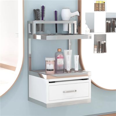 WSNCXFW Suspended Salon Wall Cabinet, Wall Mounted Styling Salon Station with Storage Drawers & Hair Dryer Stand,Facial Salon Storage Barber Shop Beauty Spa Table,A