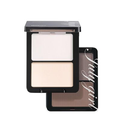 1 PC July Girl Highlighter 2 Colors Facial Highlighter Blusher Palette, Multi Purpose Matte Palette Creating 3D Makeup, 8g (02#)