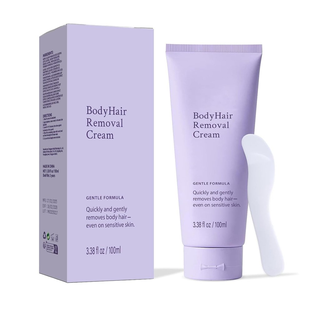 Gentle Body Hair Removal Cream with Spatula Applicator, Painless Depilatory Cream for Sensitive Skin Hair Removal Cream for Legs, Arms, Underarms & Bikini Area, Suitable for Men and Women 1-Pack