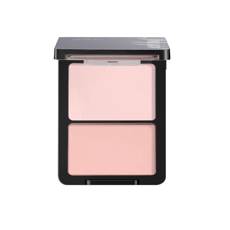 1 PC July Girl Highlighter 2 Colors Facial Highlighter Blusher Palette, Multi Purpose Matte Palette Creating 3D Makeup, 8g (01#)