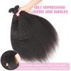 12A Grade Brazilian Virgin Hair Bundles Yaki Straight 3 Bundles #1B Natural Black 100% Unprocessed 100g/Bundle Kinky Straight Weave Extensions For Women, Pre-Plucked & Tangle-Free(22 24 26) view 2