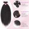 12A Grade Brazilian Virgin Hair Bundles Yaki Straight 3 Bundles #1B Natural Black 100% Unprocessed 100g/Bundle Kinky Straight Weave Extensions For Women, Pre-Plucked & Tangle-Free(22 24 26) view 3
