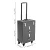 AKSDSGA Professional Rolling Makeup Train Case Cosmetology Case on Wheels for Makeup Artists Hairdressers, Cosmetic Suitcase Organizer with Lock and Key, Black view 2
