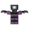 AKSDSGA Professional Rolling Makeup Case Makeup Train Case with 360 Swivel Wheels, Lockable Portable Cosmetic Organizer Trolley for Makeup Artists (Purple) view 1