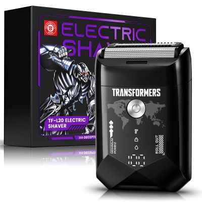 Transformers Electric Foil Shaver for Men, Hasbro Portable Electric Shaver with Dual Floating Blades & LED Display Electric Razor for Men with 2 Gears Adjustable IPX7 Waterproof USB Type C