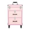 BIAZFYIUW Makeup Train Case, Multi-Functional Large Rolling Makeup Train Case with Aluminum Frame, Travel Beauty Storage for Makeup Artists, Salon Professionals & Home Use (Pink) view 2