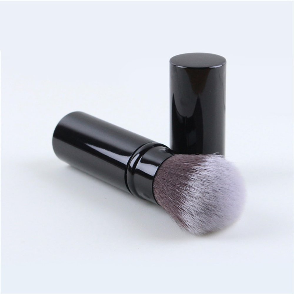 Retractable Kabuki Makeup Brushes,Travel Kabuki Powder Foundation Makeup Brush Powder Foundation Brush Contour Blush Bronzer Face Blender Brush for Blending Liquid, Blush(Black)