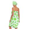 Bulletgxll Green Leaves Women's Shower Wrap Towel Set of 3 Adjustable Spa Body Wrap Super Absorbent Bathrobe with Hair Towel & Headband view 2