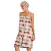 Bulletgxll Cherry Fruit Gingham Women's Shower Wrap Towel Set of 3 Adjustable Spa Body Wrap Super Absorbent Bathrobe with Hair Towel & Headband view 3