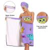 Bulletgxll Cats and Butterflies Women's Shower Wrap Towel Set of 3 Adjustable Spa Body Wrap Super Absorbent Bathrobe with Hair Towel & Headband view 4