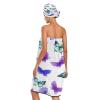 Bulletgxll Butterflies Women's Shower Wrap Towel Set of 3 Adjustable Spa Body Wrap Super Absorbent Bathrobe with Hair Towel & Headband view 2