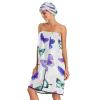 Bulletgxll Butterflies Women's Shower Wrap Towel Set of 3 Adjustable Spa Body Wrap Super Absorbent Bathrobe with Hair Towel & Headband view 3