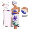 Bulletgxll Butterflies Women's Shower Wrap Towel Set of 3 Adjustable Spa Body Wrap Super Absorbent Bathrobe with Hair Towel & Headband view 4