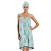 Bulletgxll Colorful Christmas Trees Women's Shower Wrap Towel Set of 3 Adjustable Spa Body Wrap Super Absorbent Bathrobe with Hair Towel & Headband view 1