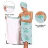 Bulletgxll Colorful Christmas Trees Women's Shower Wrap Towel Set of 3 Adjustable Spa Body Wrap Super Absorbent Bathrobe with Hair Towel & Headband view 4