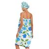 Bulletgxll Blue Flowers Women's Shower Wrap Towel Set of 3 Adjustable Spa Body Wrap Super Absorbent Bathrobe with Hair Towel & Headband view 2