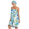 Bulletgxll Blue Flowers Women's Shower Wrap Towel Set of 3 Adjustable Spa Body Wrap Super Absorbent Bathrobe with Hair Towel & Headband view 3