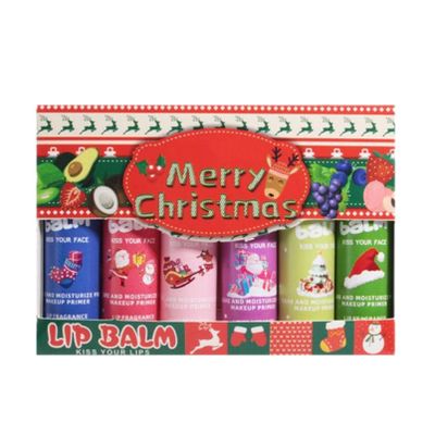 Aislor 6PCS Christmas Lip Balm Gift Set Fruity Scented Moisturizing Hydrating Lip Care Perfect for Holiday Gifts Stocking Stuffers Multicolor One Size