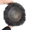 ApexToupees Afro Toupee For Black Men Kinky Curly Human Hair Replacement System Full Poly Afro Weave Hair Units For African American Men Hair Piece 8X10 6MM Afro Wave#110 1# JET BLACK+10% GREY view 3
