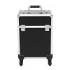 KHROOLT Professional Rolling Makeup Case with Retractable Handle, Aluminum Alloy Cosmetic Organizer with Locks & Wheels, Large Capacity Beauty Travel Case for Makeup Artists, Black view 1