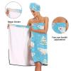 Bulletgxll Winter Polar Bears Women's Shower Wrap Towel Set of 3 Adjustable Spa Body Wrap Super Absorbent Bathrobe with Hair Towel & Headband view 4