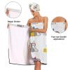 Bulletgxll Cartoon Mouse Women's Shower Wrap Towel Set of 3 Adjustable Spa Body Wrap Super Absorbent Bathrobe with Hair Towel & Headband view 4