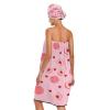 Bulletgxll Peach Heart Women's Shower Wrap Towel Set of 3 Adjustable Spa Body Wrap Super Absorbent Bathrobe with Hair Towel & Headband view 2