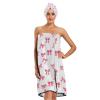 Bulletgxll Cute Bows Women's Shower Wrap Towel Set of 3 Adjustable Spa Body Wrap Super Absorbent Bathrobe with Hair Towel & Headband view 1