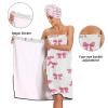 Bulletgxll Cute Bows Women's Shower Wrap Towel Set of 3 Adjustable Spa Body Wrap Super Absorbent Bathrobe with Hair Towel & Headband view 4