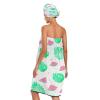 Bulletgxll Tropical Leaves Women's Shower Wrap Towel Set of 3 Adjustable Spa Body Wrap Super Absorbent Bathrobe with Hair Towel & Headband view 2