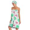Bulletgxll Tropical Leaves Women's Shower Wrap Towel Set of 3 Adjustable Spa Body Wrap Super Absorbent Bathrobe with Hair Towel & Headband view 3