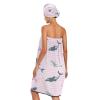 Bulletgxll Cartoon Sharks Women's Shower Wrap Towel Set of 3 Adjustable Spa Body Wrap Super Absorbent Bathrobe with Hair Towel & Headband view 2