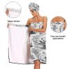 Bulletgxll Bears Eating Honey Women's Shower Wrap Towel Set of 3 Adjustable Spa Body Wrap Super Absorbent Bathrobe with Hair Towel & Headband view 4