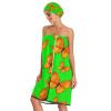 Bulletgxll Orange Butterflies Women's Shower Wrap Towel Set of 3 Adjustable Spa Body Wrap Super Absorbent Bathrobe with Hair Towel & Headband view 3