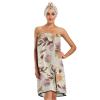 Bulletgxll Elegant Floral Women's Shower Wrap Towel Set of 3 Adjustable Spa Body Wrap Super Absorbent Bathrobe with Hair Towel & Headband view 1