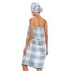 Bulletgxll Elegant Floral Checkered Women's Shower Wrap Towel Set of 3 Adjustable Spa Body Wrap Super Absorbent Bathrobe with Hair Towel & Headband view 2