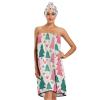 Bulletgxll Watercolor Christmas Trees Women's Shower Wrap Towel Set of 3 Adjustable Spa Body Wrap Super Absorbent Bathrobe with Hair Towel & Headband view 1