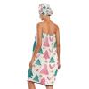 Bulletgxll Watercolor Christmas Trees Women's Shower Wrap Towel Set of 3 Adjustable Spa Body Wrap Super Absorbent Bathrobe with Hair Towel & Headband view 2