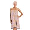 Bulletgxll Rounded Circular Shapes Women's Shower Wrap Towel Set of 3 Adjustable Spa Body Wrap Super Absorbent Bathrobe with Hair Towel & Headband view 1