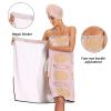 Bulletgxll Rounded Circular Shapes Women's Shower Wrap Towel Set of 3 Adjustable Spa Body Wrap Super Absorbent Bathrobe with Hair Towel & Headband view 4
