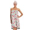 Bulletgxll Watercolor Strawberry Women's Shower Wrap Towel Set of 3 Adjustable Spa Body Wrap Super Absorbent Bathrobe with Hair Towel & Headband view 1