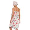 Bulletgxll Watercolor Strawberry Women's Shower Wrap Towel Set of 3 Adjustable Spa Body Wrap Super Absorbent Bathrobe with Hair Towel & Headband view 2